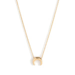 Arc Pendant Necklace – small curved crescent pendant on a fine chain, gold, on white background