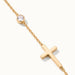 Beside Me Cross Bracelet in gold, close-up of the chain, stone and cross