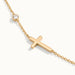 Beside Me Cross Bracelet in gold, close-up of the cross and stone
