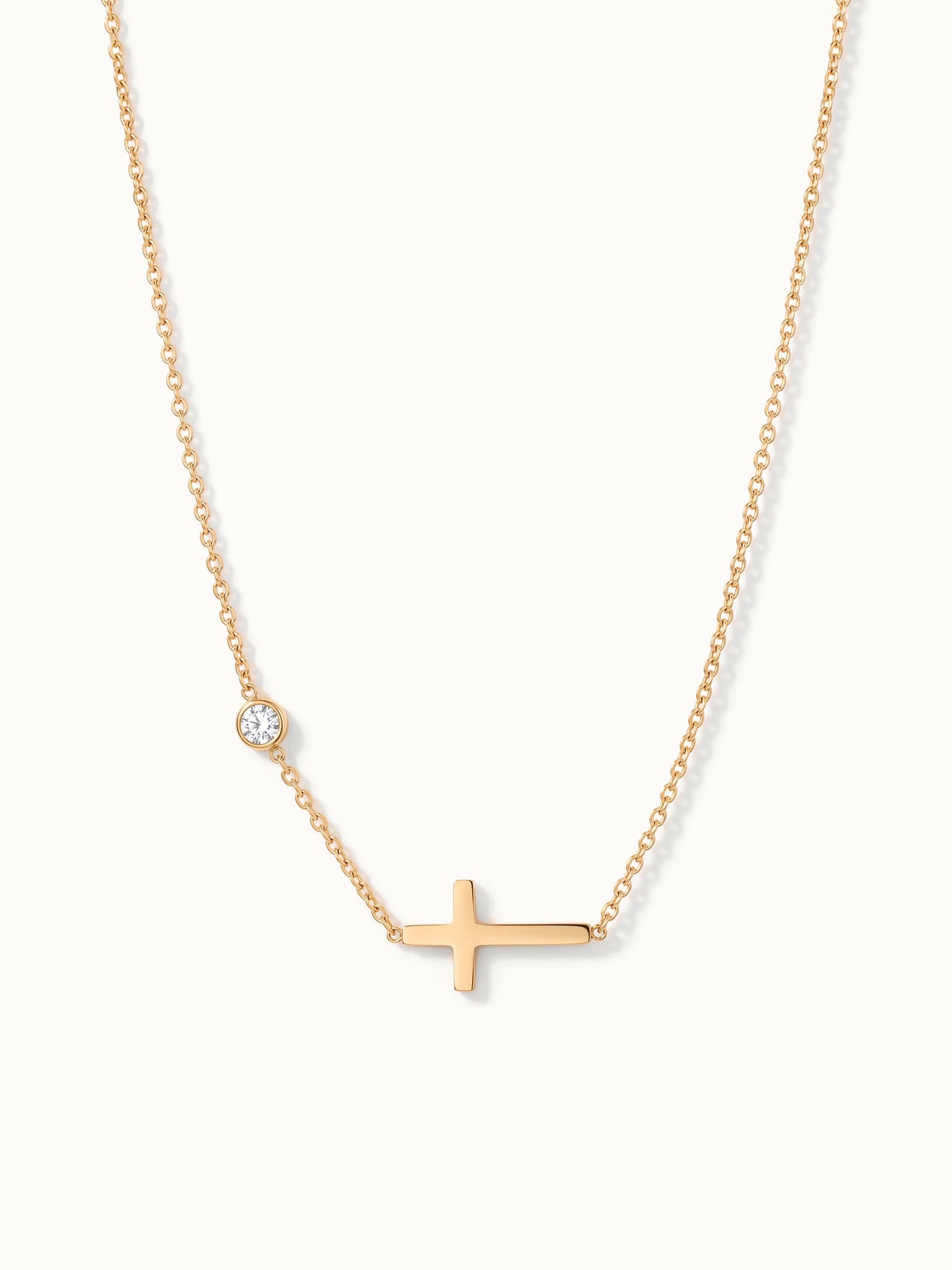Beside Me Cross Bracelet in gold, full length with the cross and stone