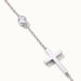 Beside Me Cross Bracelet in silver, close-up of the chain, stone and cross