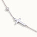 Beside Me Cross Bracelet in silver, close-up of the cross and stone
