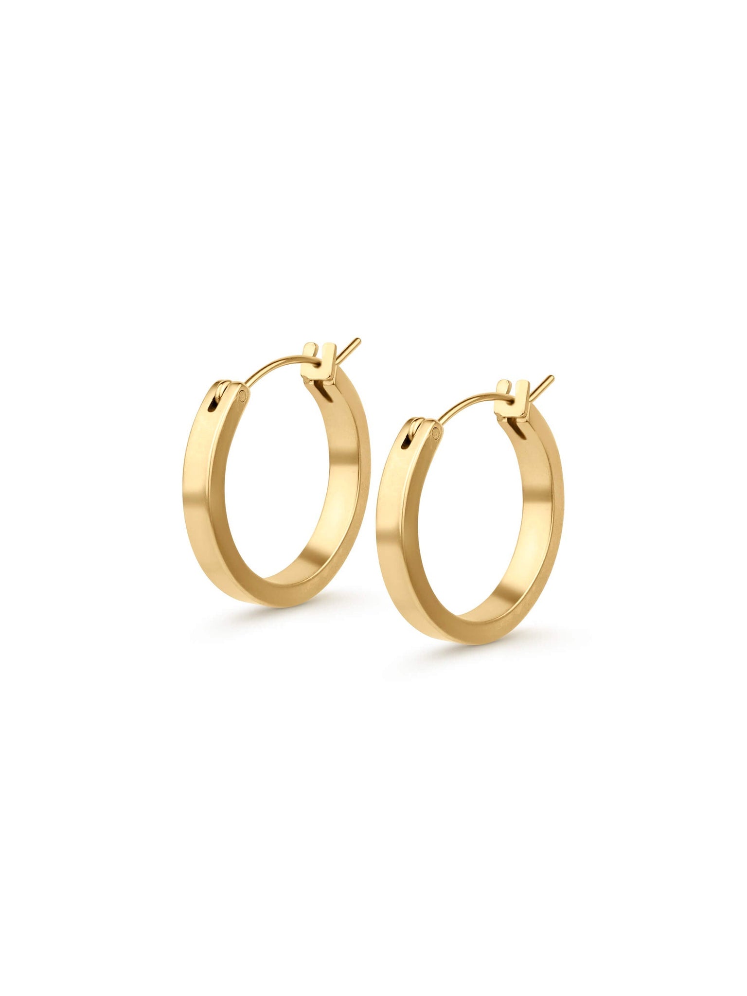 Crossing Hoops – pair of crossing hoops, front view, gold, on white background