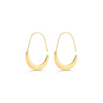 Evening Grace Drops – pair of tapered drop hoops, front view, gold, on white background