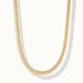 Everlasting Chain Necklace – flat snake chain hanging in a drop, gold, on ivory background