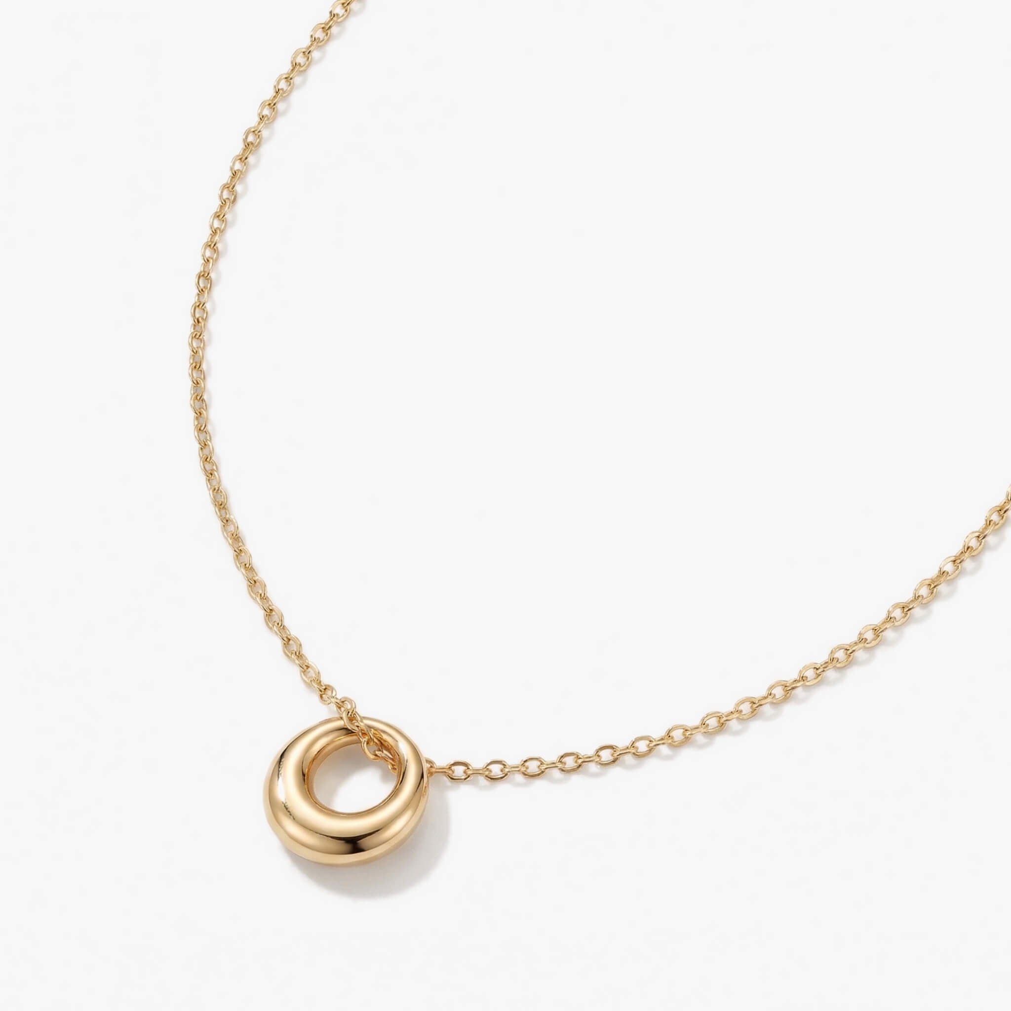 Everyday Loop Necklace, gold circle pendant on a fine chain