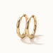 Faithful Hoops – pair of plain polished hoops, 10mm, gold, on ivory background