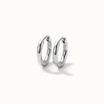 Faithful Hoops – pair of plain polished hoops, 6mm, silver, on ivory background