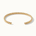 Fire & Roots Cuff – open rope-twist cuff, front view, gold, on ivory background