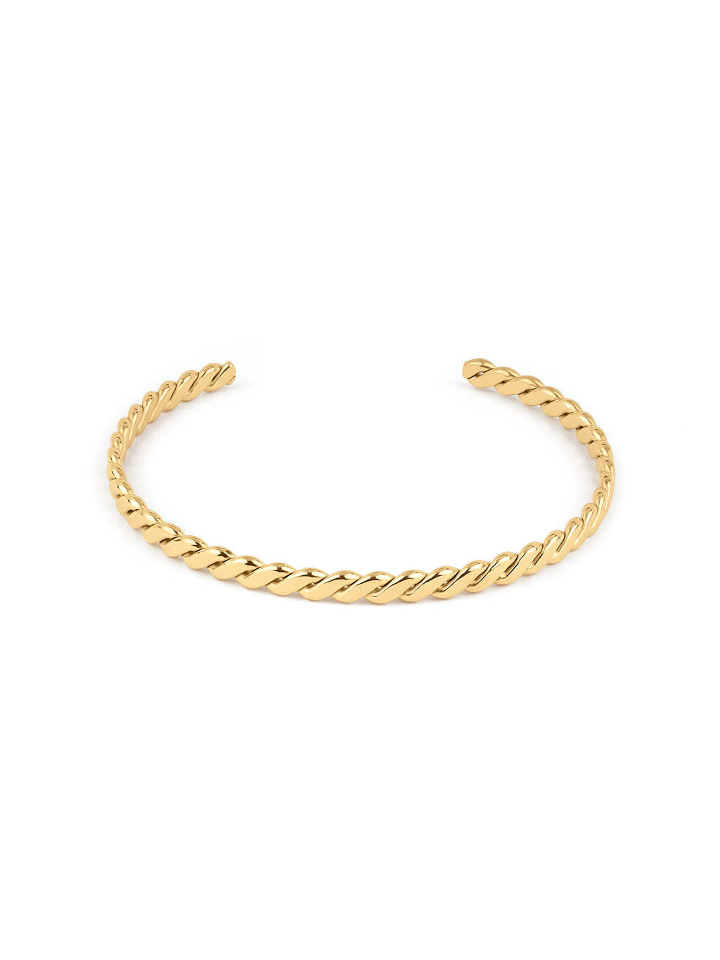 Fire & Roots Cuff – open rope-twist cuff, gold, on white background