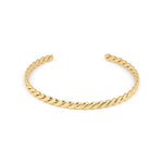 Fire & Roots Cuff – open rope-twist cuff, gold, on white background