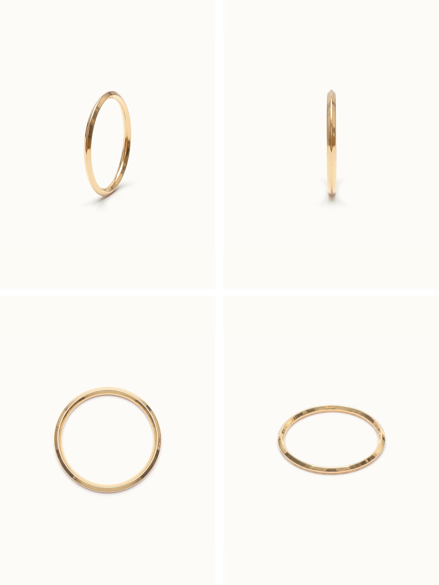 Grace Stack Ring – four-angle grid, gold, on ivory background