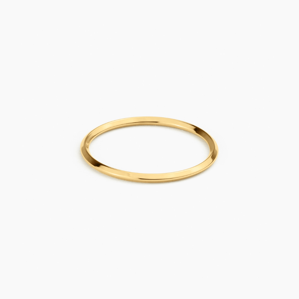 Grace Stack Ring thin 14k gold band, flat lay