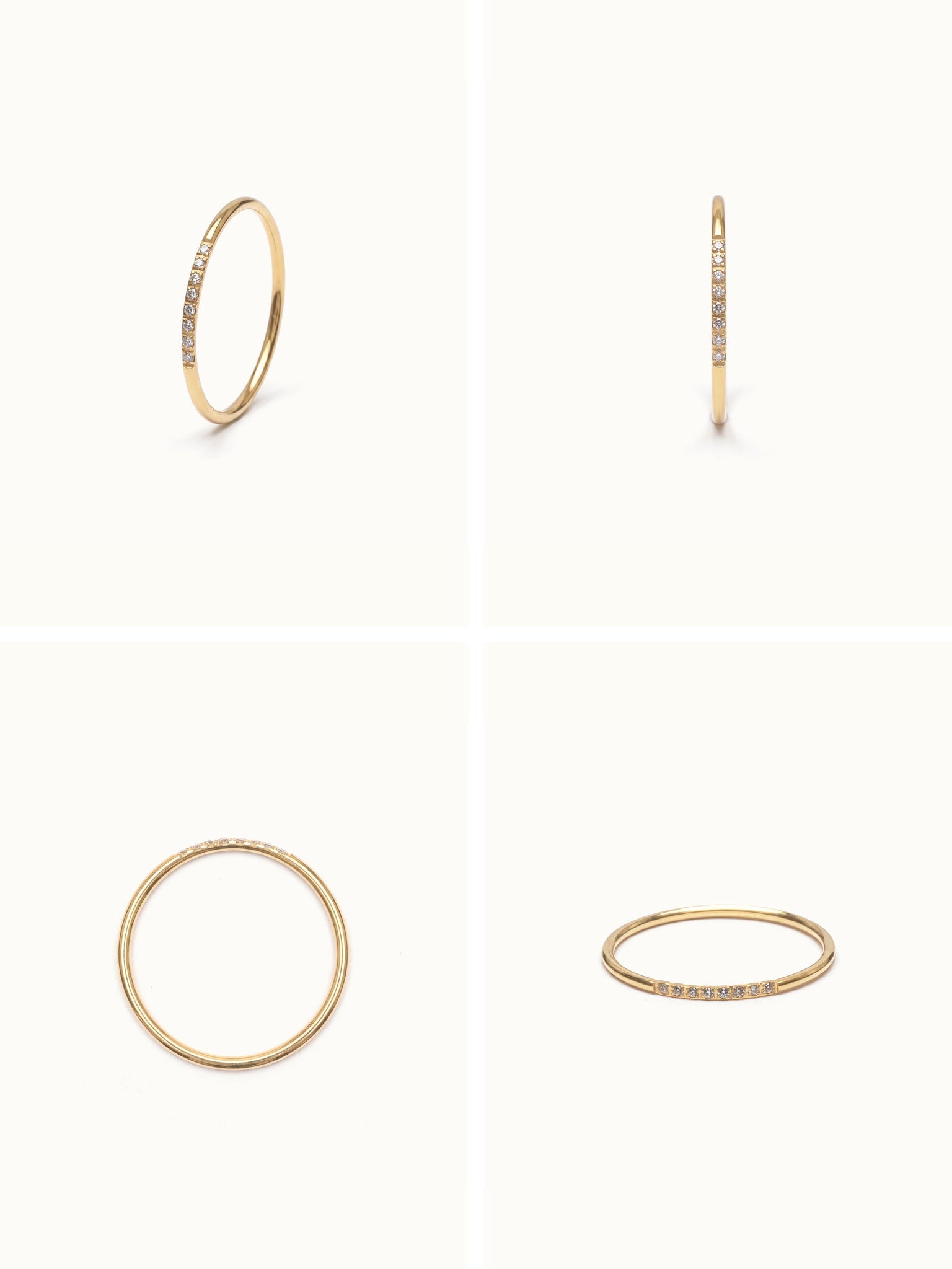 Halo Band Ring 8-stone – four-angle grid, gold, on ivory background