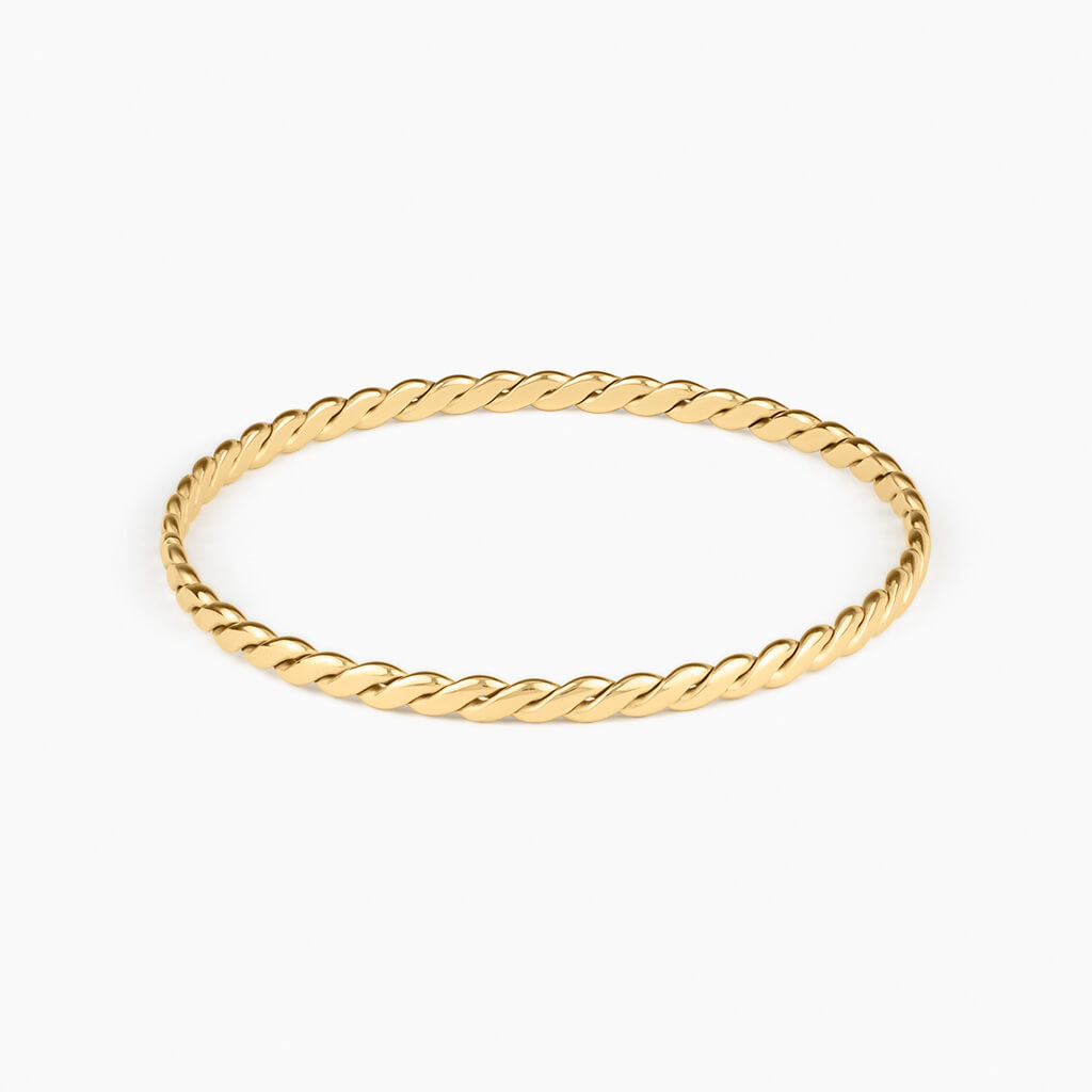 Kept Season Bangle in gold, open cuff-style bangle with twisted rope design