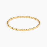 Kept Season Bangle in gold, open cuff-style bangle with twisted rope design