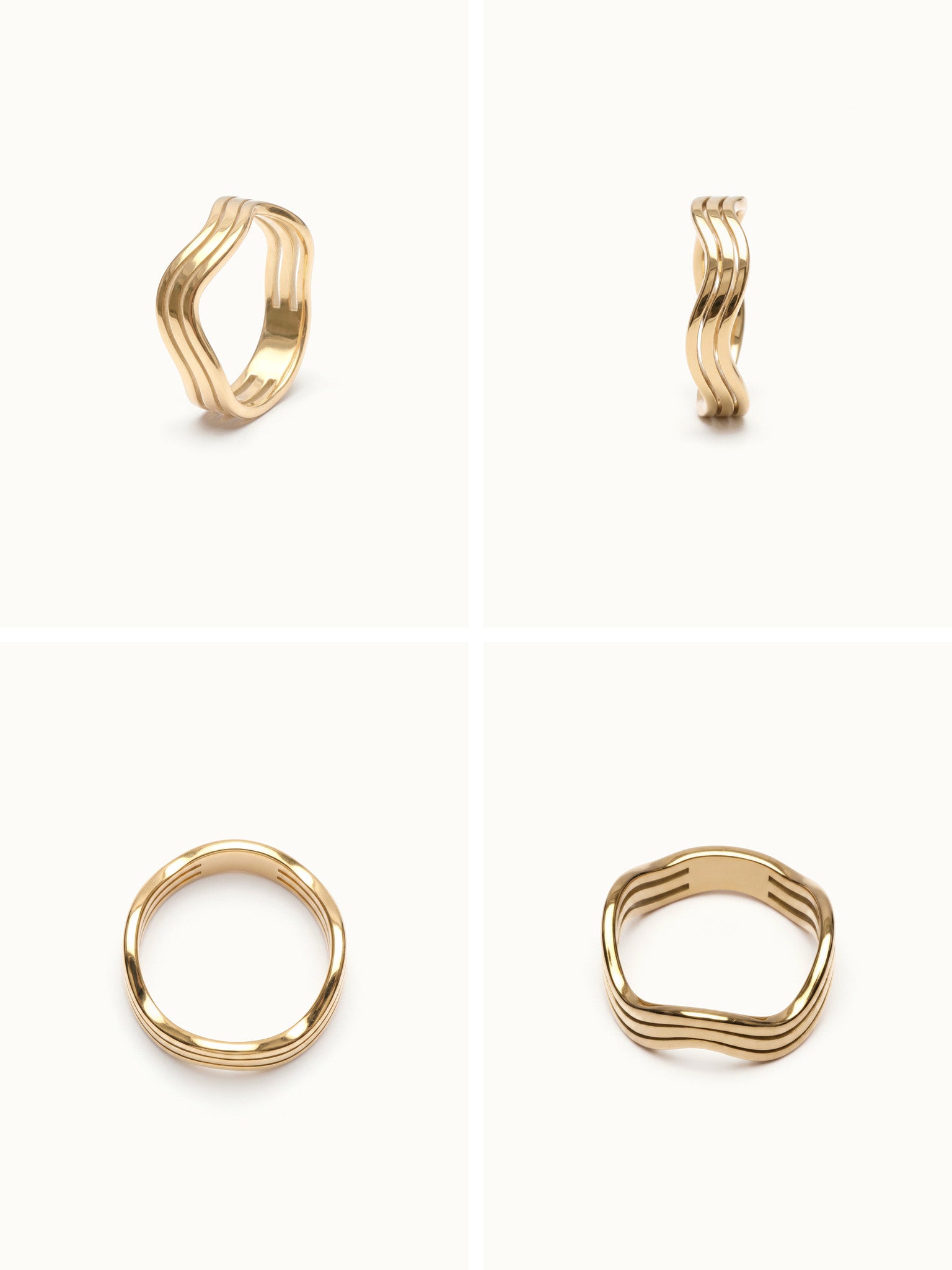 Mercies Ring – four-angle grid, gold, on ivory background