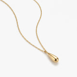Mercy Teardrop Necklace in gold, close-up of the teardrop pendant and chain