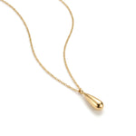 Mercy Teardrop Necklace – teardrop pendant and chain, angled close-up, gold, on white background