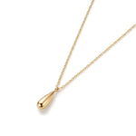 Mercy Teardrop Necklace – smooth teardrop pendant on a fine chain, gold, on white background