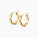 Pair of Crossing Hoops gold hoop earrings on a white background