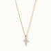 Radiant Cross Necklace in gold, long drop on a fine chain, alternative framing