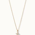 Radiant Cross Necklace in gold, long drop on a fine chain