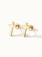 Rooted Cross Studs – pair of cross studs, gold, on ivory background