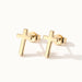 Rooted Cross Studs – pair of cross studs, gold, on ivory background