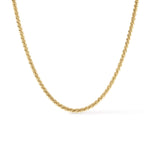 Rooted Rope Chain Necklace – wider rope chain laid in a curve, gold, on white background