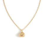 Small Mercies Teardrop Necklace – small teardrop pendant on a fine chain, gold, on white background