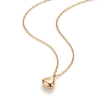 Small Mercies Teardrop Necklace – full chain and pendant laid out, gold, on white background