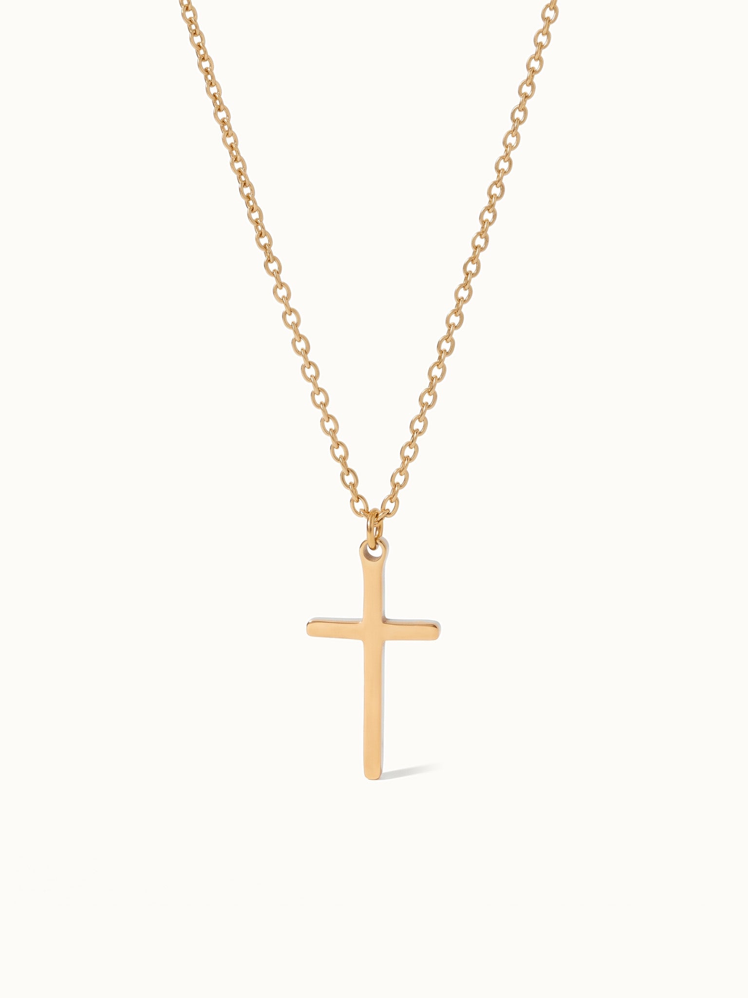 Steadfast Cross Necklace in gold, long drop
