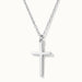Steadfast Cross Necklace in silver, close-up of the cross