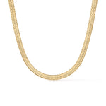 Sunday Best Herringbone Necklace – wide flat herringbone chain, gold, on white background