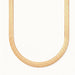 Fallen Herringbone Necklace – wide flat herringbone chain hanging in a drop, gold, on ivory background