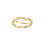 Two Paths Ring – two slim parallel bands, angled view, gold, on white background