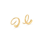 Whisper Hoops – pair of sculptural curved hoops, gold, on white background