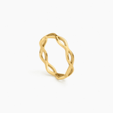 Woven Eternity Ring in 14k gold shown upright, highlighting the interwoven band