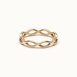 Woven Eternity Ring – flat 45° view, gold, on ivory background